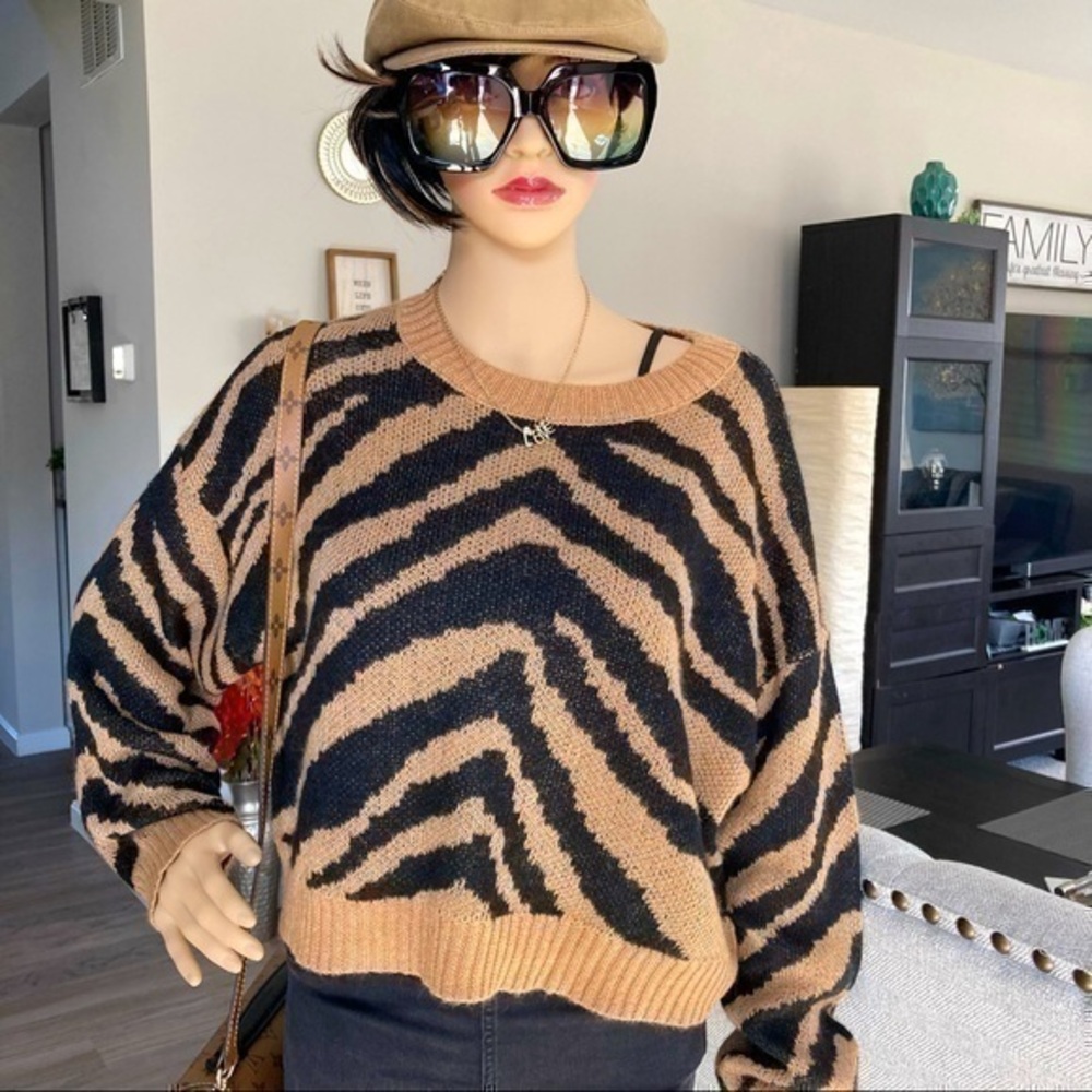 💋 American Eagle 🦅 oversized Animal print zebra 🦓 sweater - XS